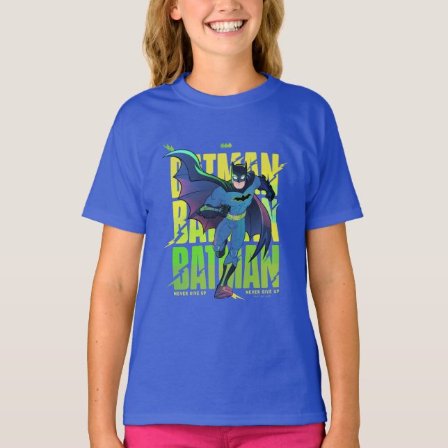 Never Give Up Batman Running Graphic T-Shirt (Front)