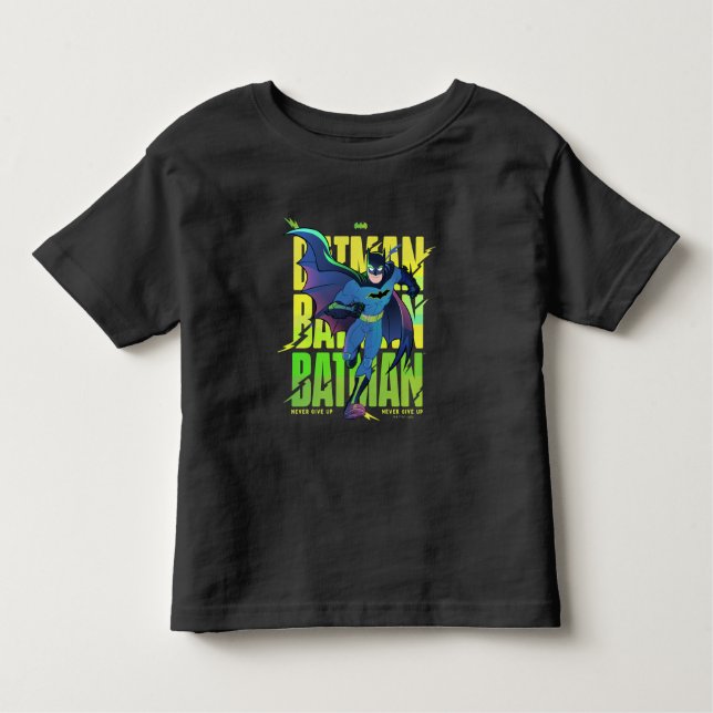 Never Give Up Batman Running Graphic Toddler T-Shirt (Front)