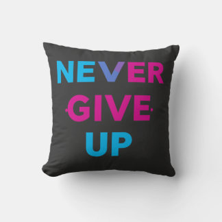 Never Give Up Bold Colourful Motivational Cushion