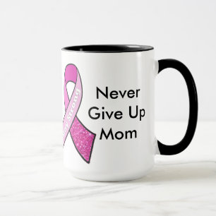 "Never Give Up" Breast Cancer Personalised Mug