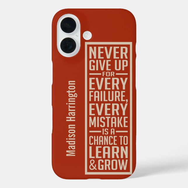 NEVER GIVE UP custom name phone cases (Back)