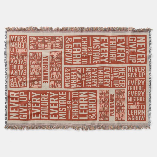 NEVER GIVE UP custom throw blanket (Front)