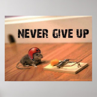 Never Give Up Encouraging Mouse Poster