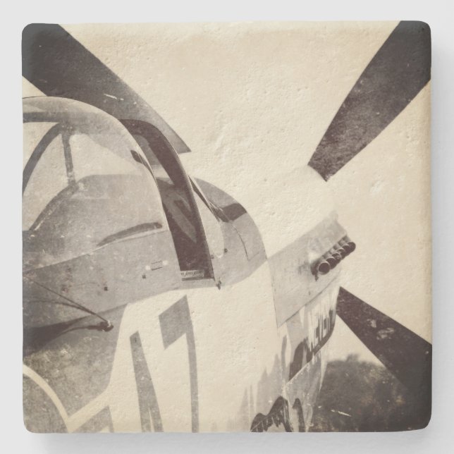 Never Give Up Fighter Aeroplane Stone Coaster (Front)