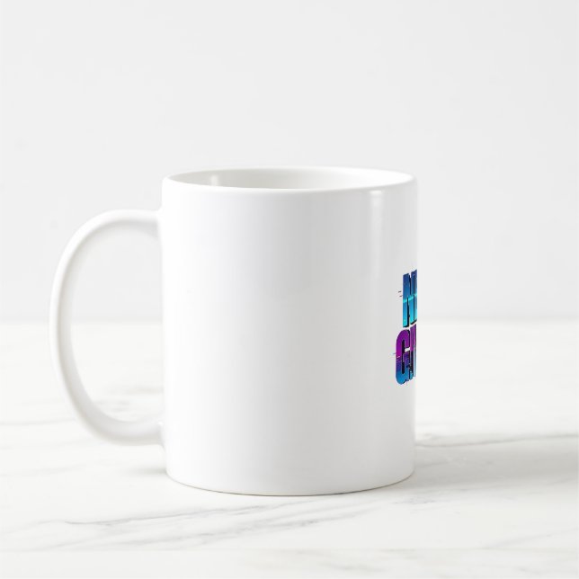 Never Give Up Glitch Effect Inspirational Mug (Left)