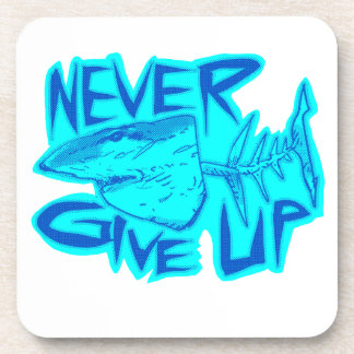 never give up great white shark coaster