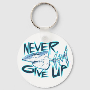 never give up great white shark key ring