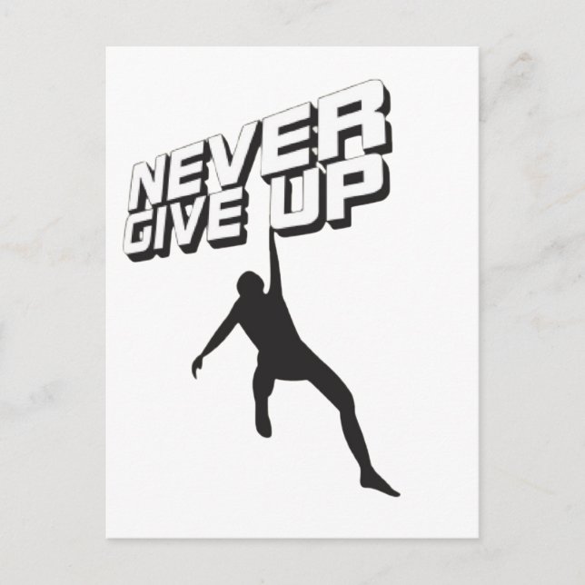 Never give up holiday postcard (Front)