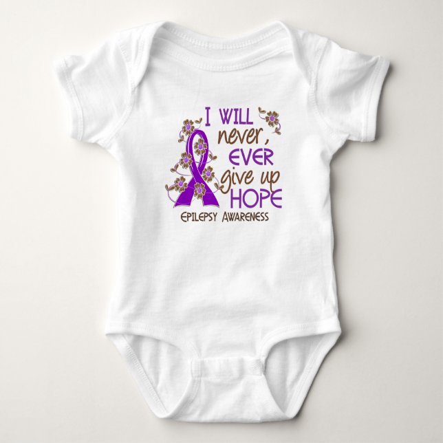 Never Give Up Hope 4 Epilepsy Baby Bodysuit (Front)