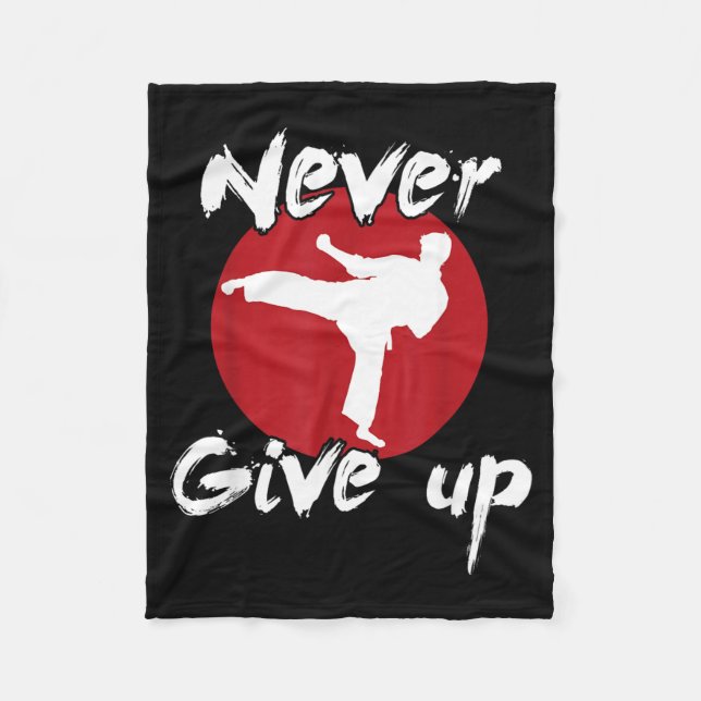 Never Give Up Karate Fleece Blanket (Front)