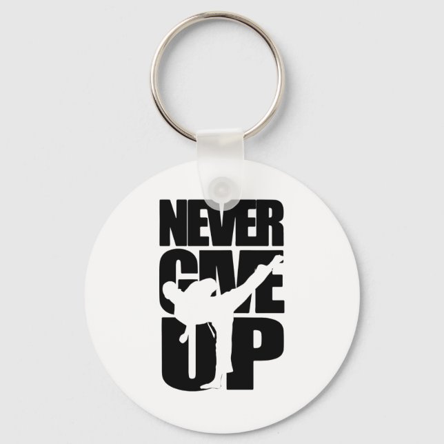 Never Give Up Karate T Shirt  Key Ring (Front)
