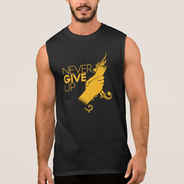 Never Give Up Mens Ultra Cotton Sleeveless T-Shirt (Front)