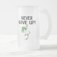 Never Give Up Motivational Pelican and Frog