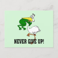 Never Give Up Motivational Pelican and Frog