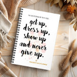Never Give Up Motivational Planner<br><div class="desc">Never Give Up Typography - Presenting this beautiful motivational planner. Featuring a background of soft aquarelle paint in elegant shades of pink and beige. The inspiring cover: " No matter how you feel - get up, dress up, show up and never give up." Wake up be inspired, seize the day...</div>
