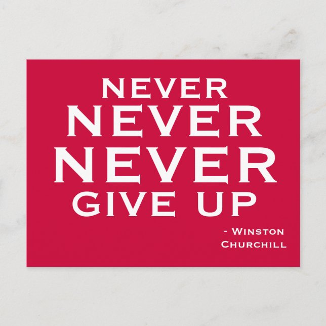 Never Give Up -  Motivational Postcard (Front)
