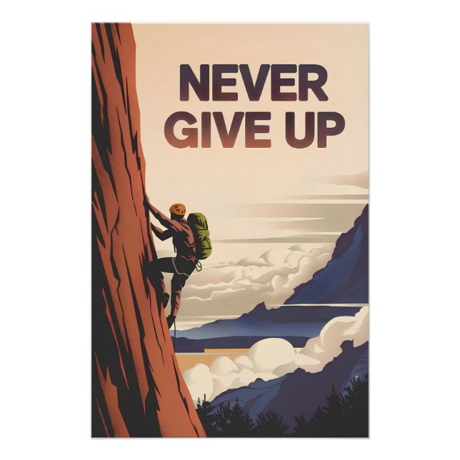 Never Give Up motivational Poster (Front)