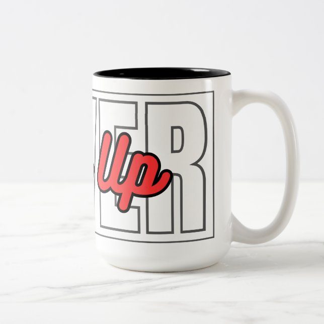Never Give Up Motivational Typography Quotes Two-Tone Coffee Mug (Right)
