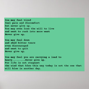 Never give up poster