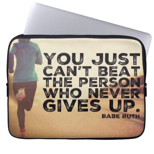 Never Give Up - Running Workout Inspirational Laptop Sleeve (Front)