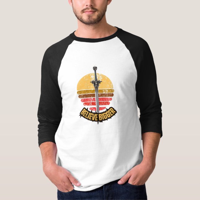 Never Give Up Sunset Adventure Baseball Raglan  T-Shirt (Front)