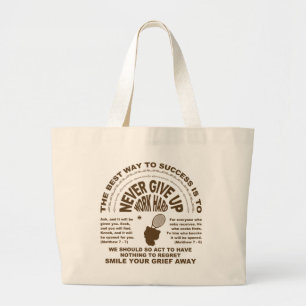 Never Give up (tennis) Large Tote Bag