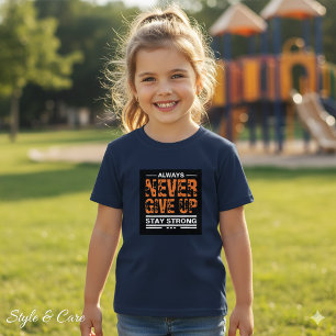 Never Give Up- text mark navy blue T-Shirt