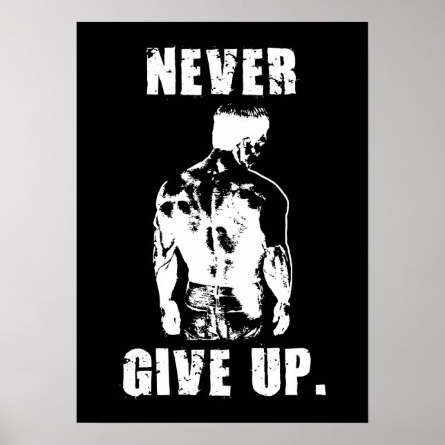Never Give Up - Workout Motivational Poster (Front)