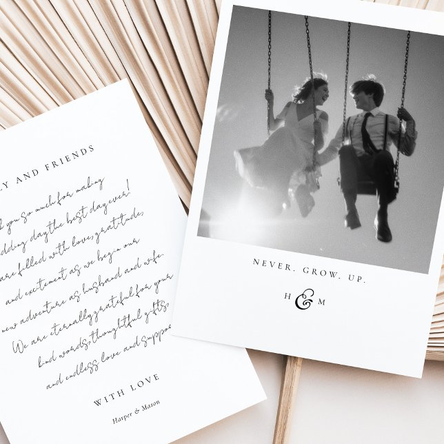 "Never Grow Up" Photo Thank You Card (Creator Uploaded)