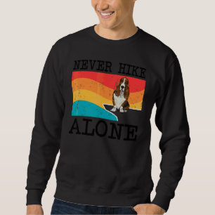 Never Hike Alone Basset Hound Graphic Hiking Sweatshirt