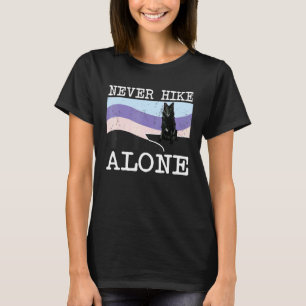 Never Hike Alone Belgian Sheepdog Dog Hiking T-Shirt
