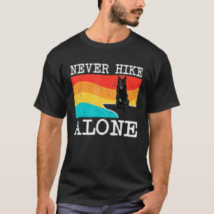 Never Hike Alone Belgian Sheepdog Graphic Hiking T-Shirt
