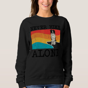 Never Hike Alone Border Collie Graphic Hiking Sweatshirt