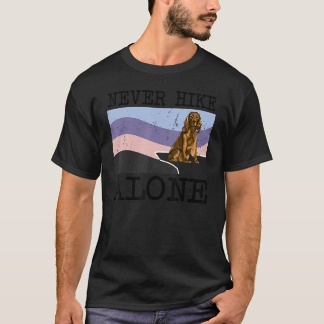 Never Hike Alone Cocker Spaniel Dog Hiking T-Shirt (Front)