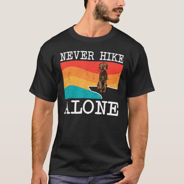 Never Hike Alone Wirehaired Pointing Griffon Graph T-Shirt (Front)