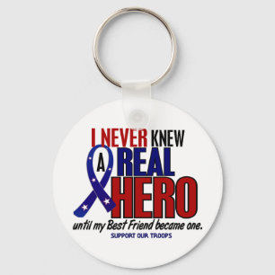 Never Knew A Hero 2 Best Friend (Support Our Troop Key Ring