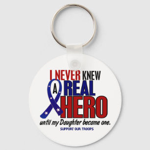 Never Knew A Hero 2 Daughter (Support Our Troops) Key Ring