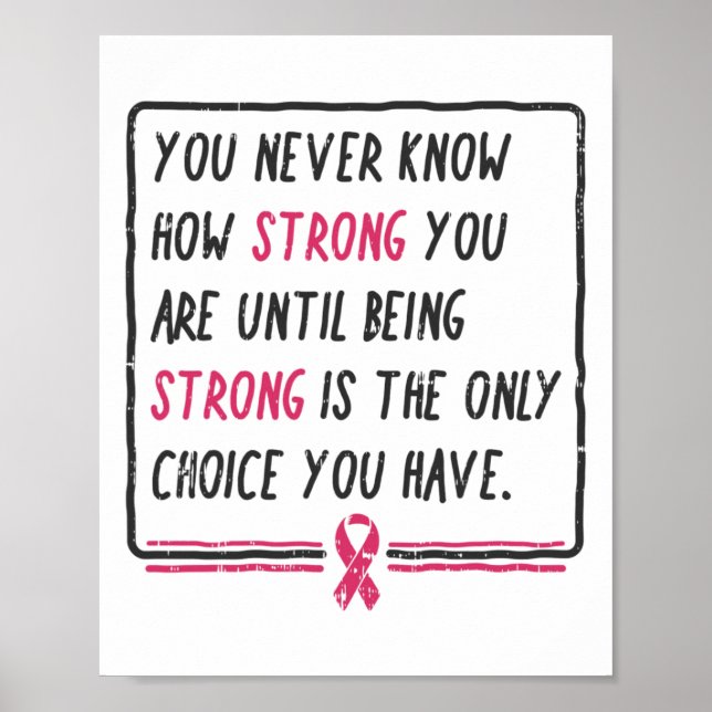 Never Know How Strong You Are Breast Cancer Gift  Poster (Front)