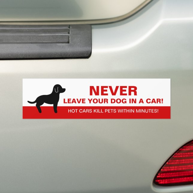 Never Leave Your Dog In A Car With Dog Silhouette Bumper Sticker (On Car)