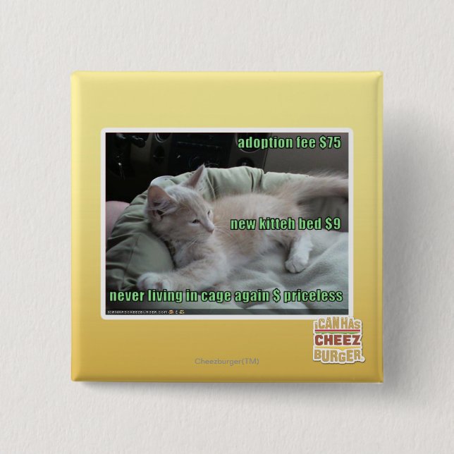 Never living in a cage again 15 cm square badge (Front)