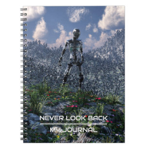 Never Look Back. Futuristic landscape with robots Notebook
