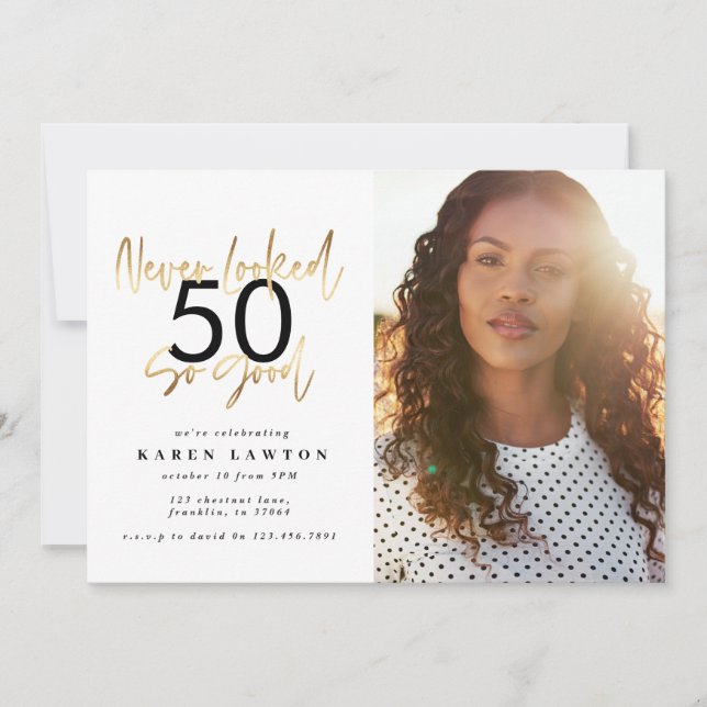 never looked so good photo birthday invitation (Front)