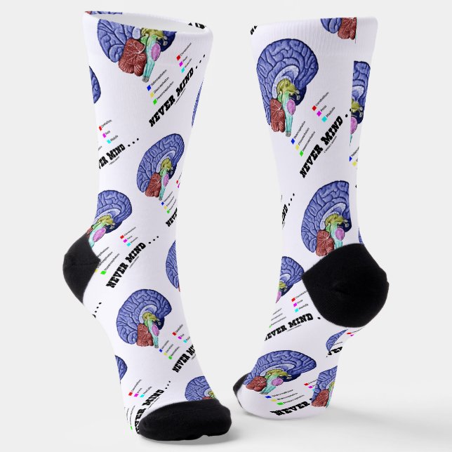 Never Mind ... Brain Anatomy Psyche Humour Socks (Angled)