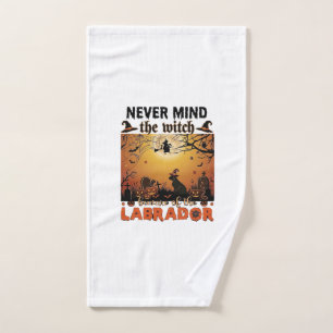 Never Mind Witch Beware Labrador Halloween Dog Pum Hand Towel