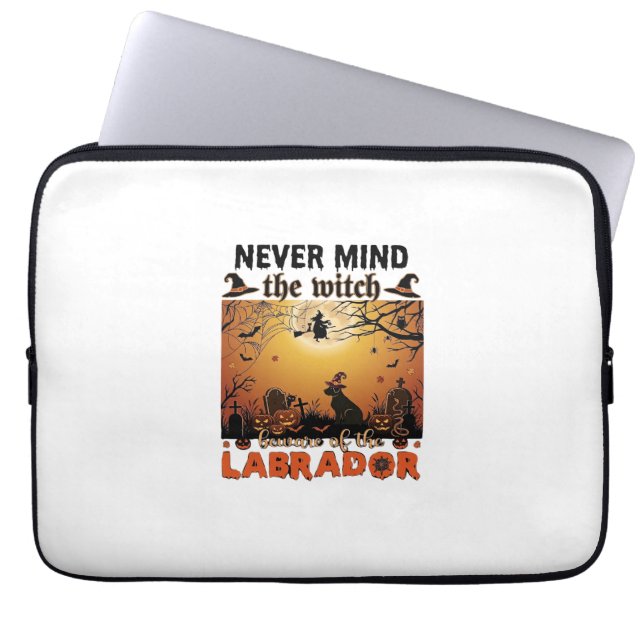 Never Mind Witch Beware Labrador Halloween Dog Pum Laptop Sleeve (Front)