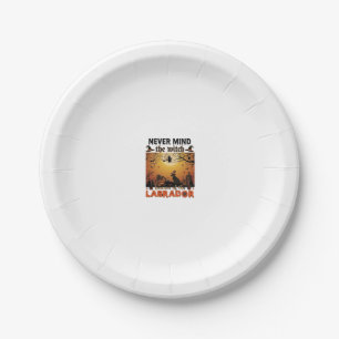 Never Mind Witch Beware Labrador Halloween Dog Pum Paper Plate