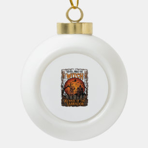 Never Mind Witch Beware Labrador Halloween Haunted Ceramic Ball Christmas Ornament