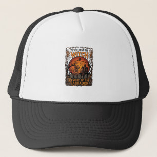 Never Mind Witch Beware Labrador Halloween Haunted Trucker Hat
