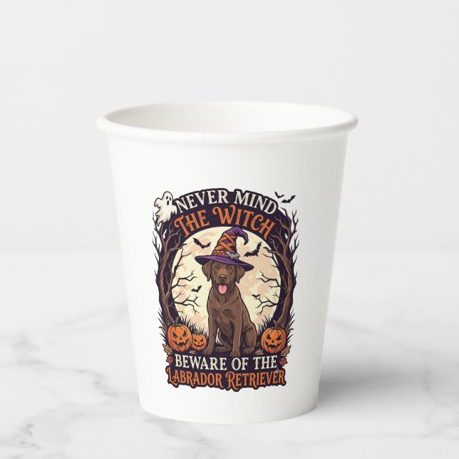 Never Mind Witch Beware Labrador Retriever Hallowe Paper Cups (Front)