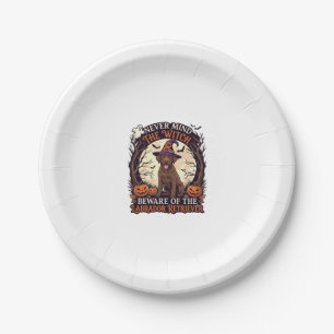 Never Mind Witch Beware Labrador Retriever Hallowe Paper Plate